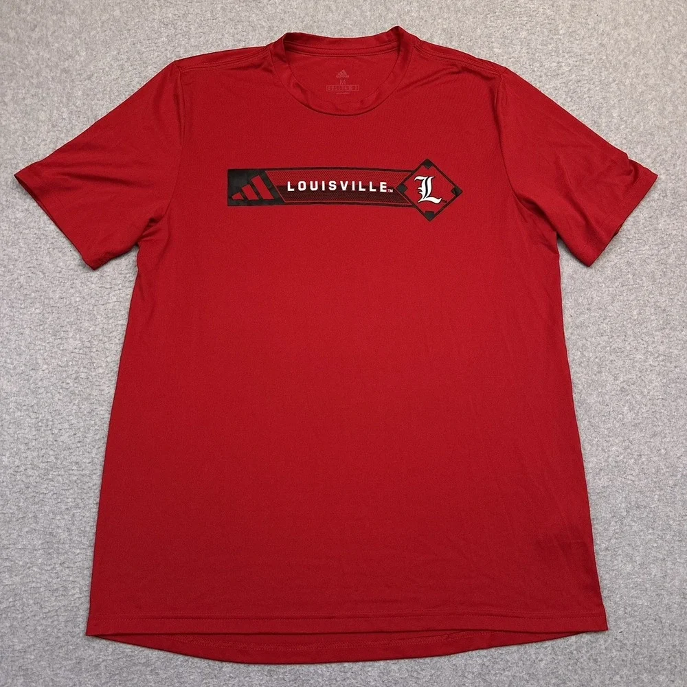 adidas Louisville Cardinals Baseball T-Shirt Mens Medium Red Performance Stretch